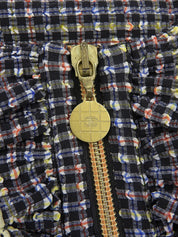 2001年製　チェックパターンCCマークジップアップワンピース　ブラック/マルチ