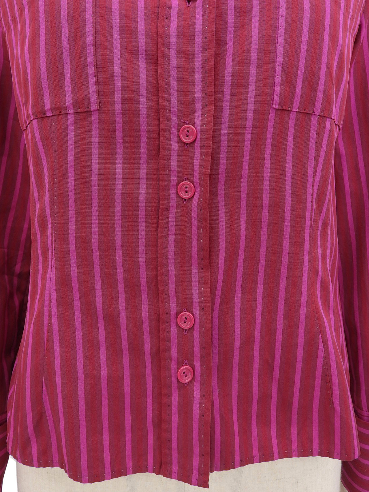 Striped pattern long sleeve shirt in pink