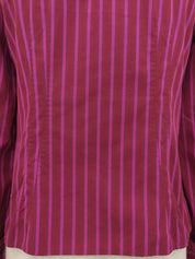 ストライプパターン長袖シャツ ピンク