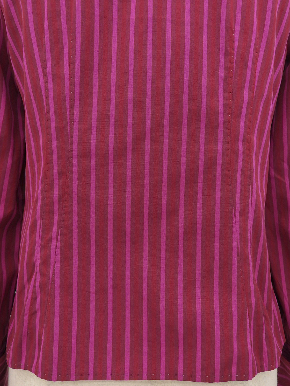 ストライプパターンロングスリーブシャツ ピンク