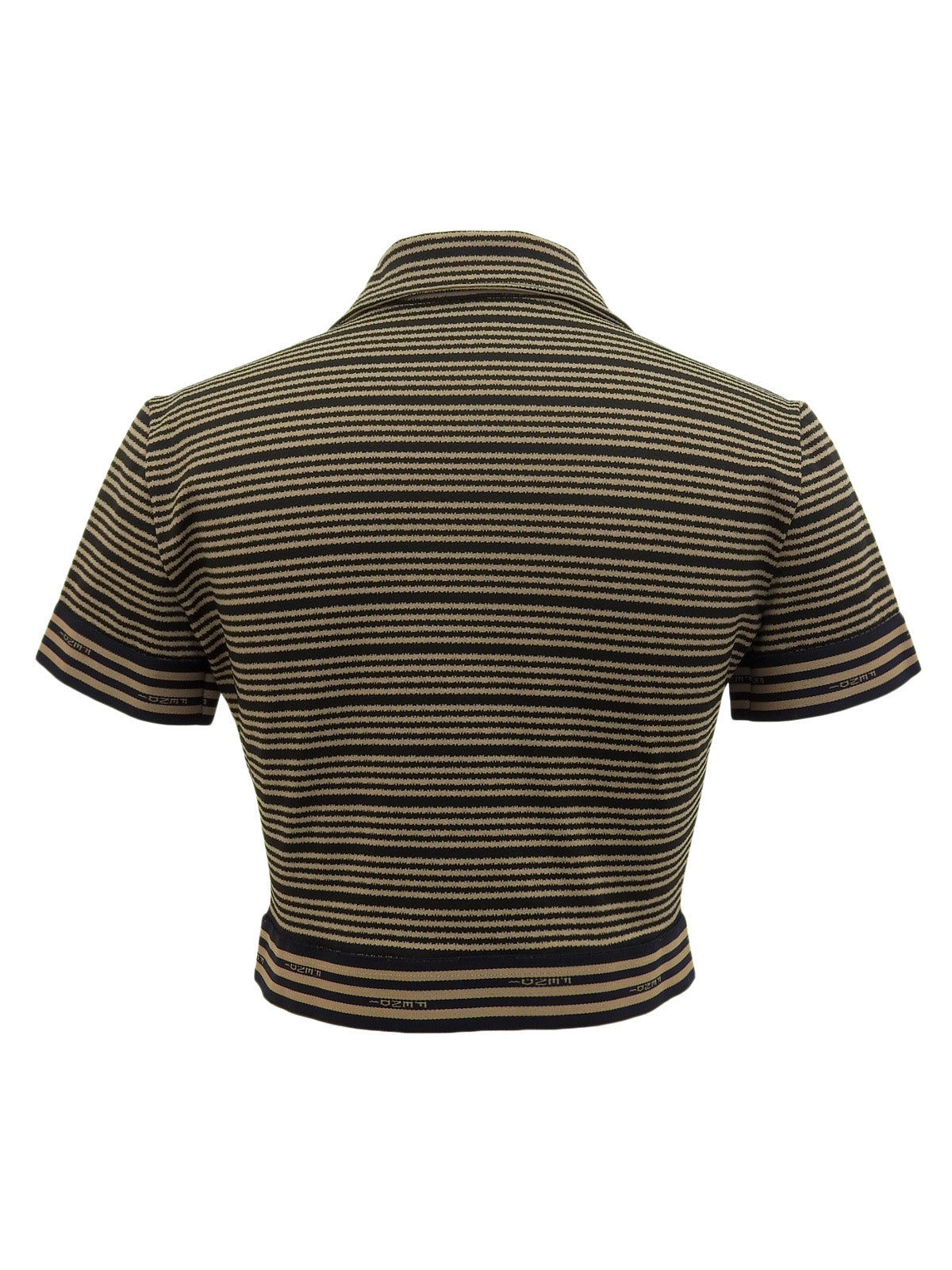 Border Pattern Logo Button Polo Shirt in Beige/Black