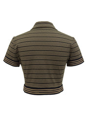 Border Pattern Logo Button Polo Shirt in Beige/Black