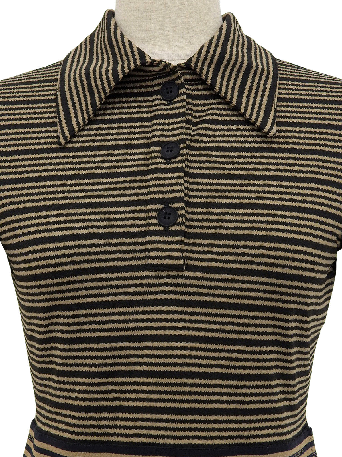 Border Pattern Logo Button Polo Shirt in Beige/Black