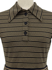 Border Pattern Logo Button Polo Shirt in Beige/Black