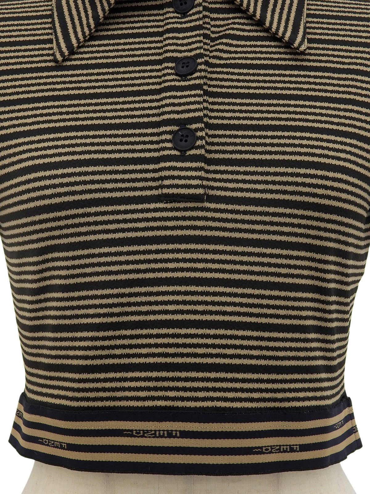 Border Pattern Logo Button Polo Shirt in Beige/Black