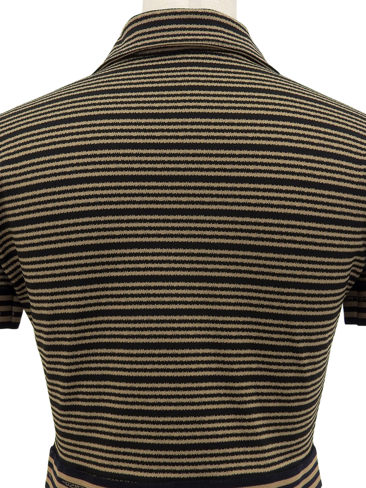 Border Pattern Logo Button Polo Shirt in Beige/Black