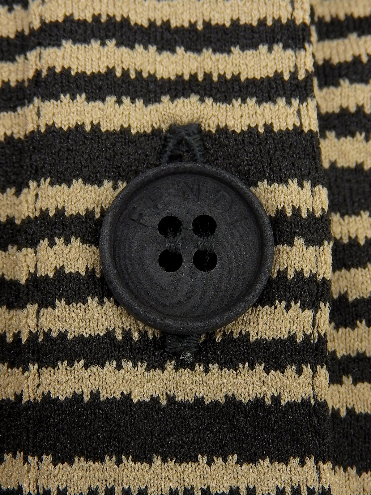 Border Pattern Logo Button Polo Shirt in Beige/Black