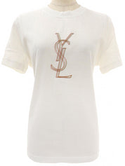 コットンロゴプリントハーフスリーブトップス ホワイト