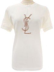 Cotton Logo Print Short Sleeve Top #L White