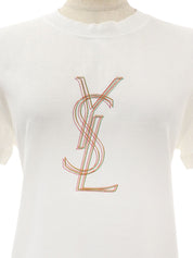 Cotton Logo Print Short Sleeve Top #L White