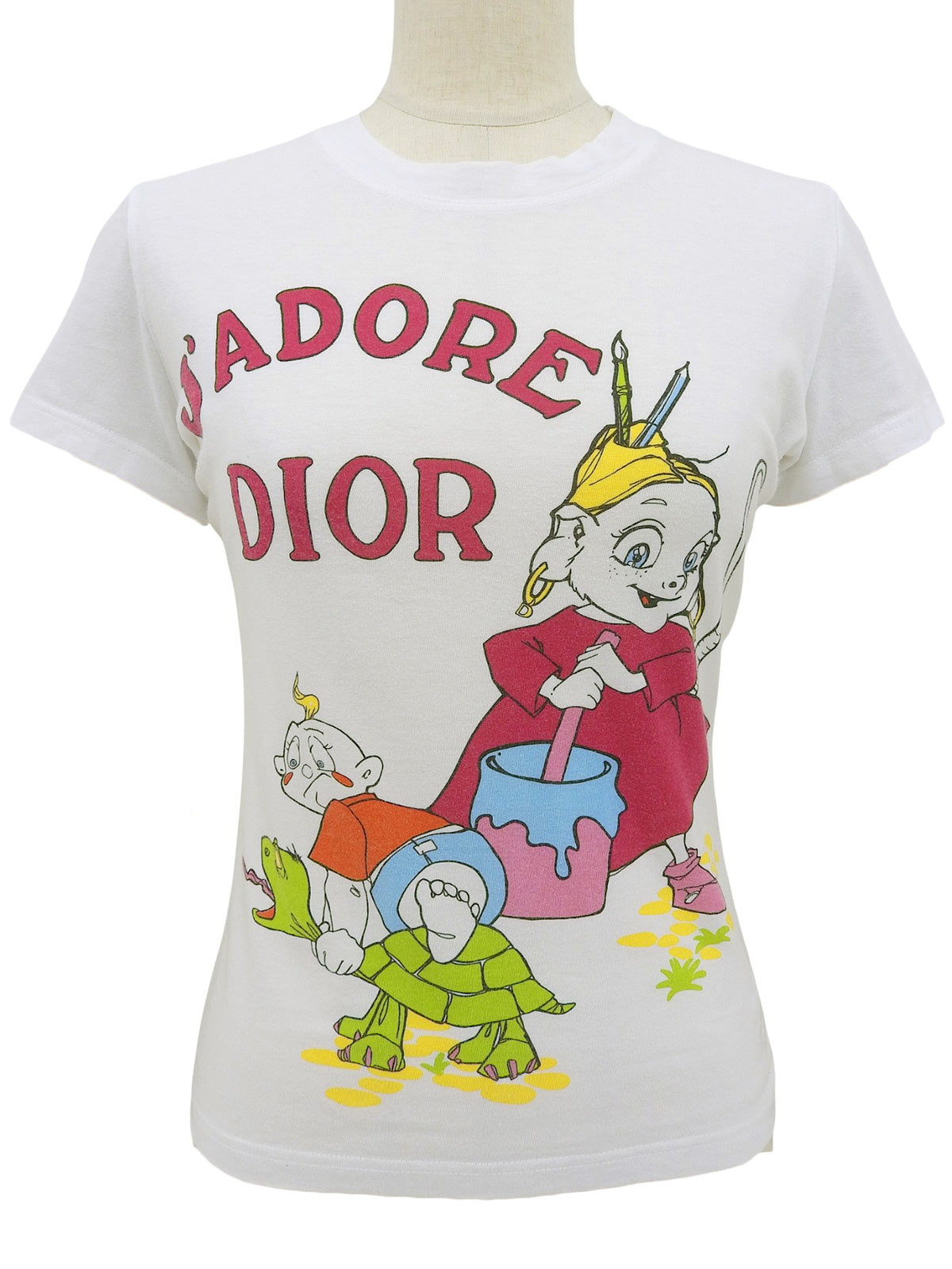 ジョン・ガリアーノ期 キャラクターアニマルプリント半袖Tシャツ ホワイト/マルチ