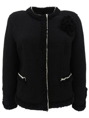 ウールツイードトリムデザインジャケット　ブラック