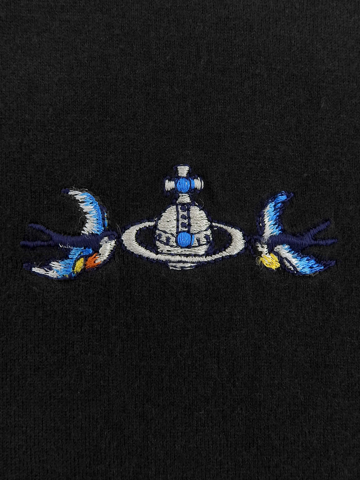 Logo Embroidered Half Sleeve Top in Black