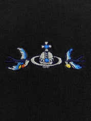 Logo Embroidered Half Sleeve Top in Black