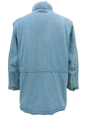 Denim logo button coat in blue