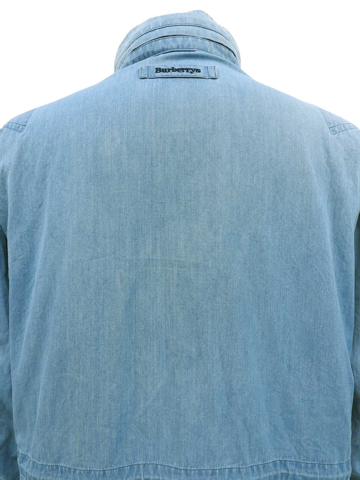 Denim logo button coat in blue