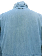 Denim logo button coat in blue