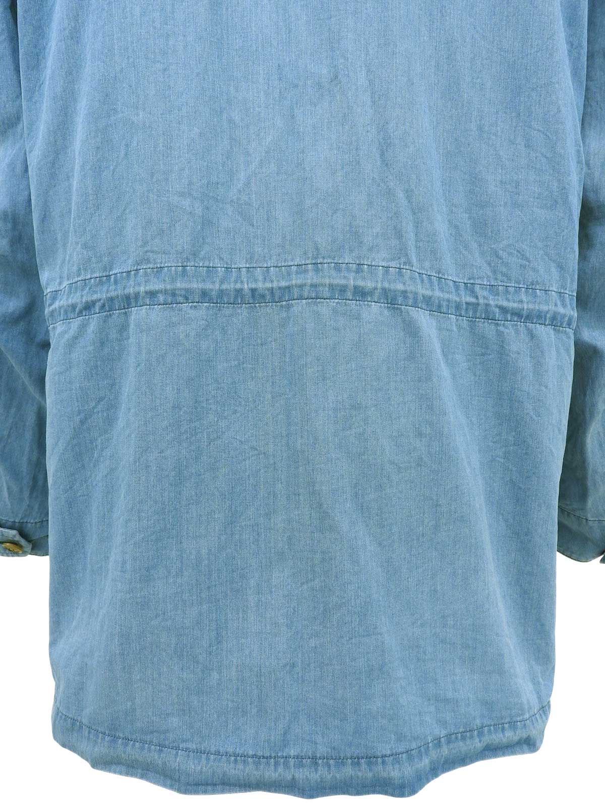 Denim logo button coat in blue