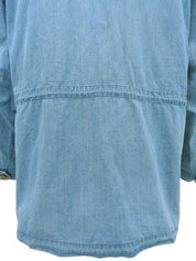 Denim logo button coat in blue