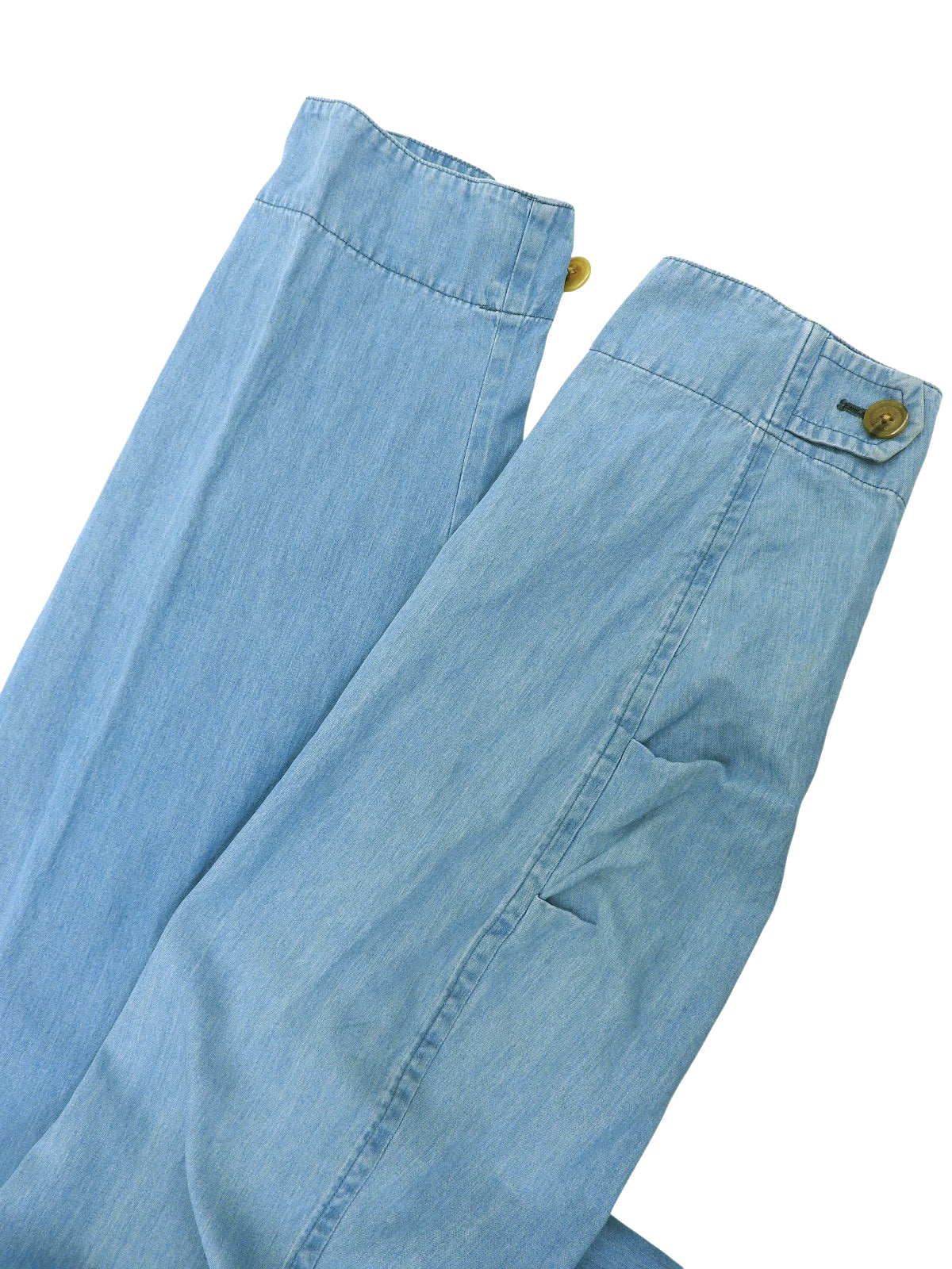 Denim logo button coat in blue