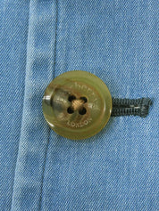 Denim logo button coat in blue