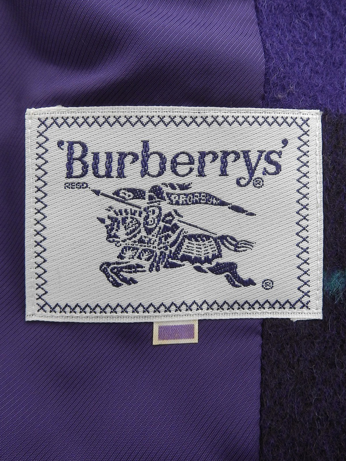 Wool Check Pattern Double-Breasted Coat in Purple/Multi