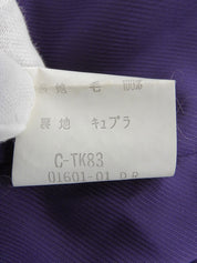紫色/多色羊毛格纹双排扣大衣
