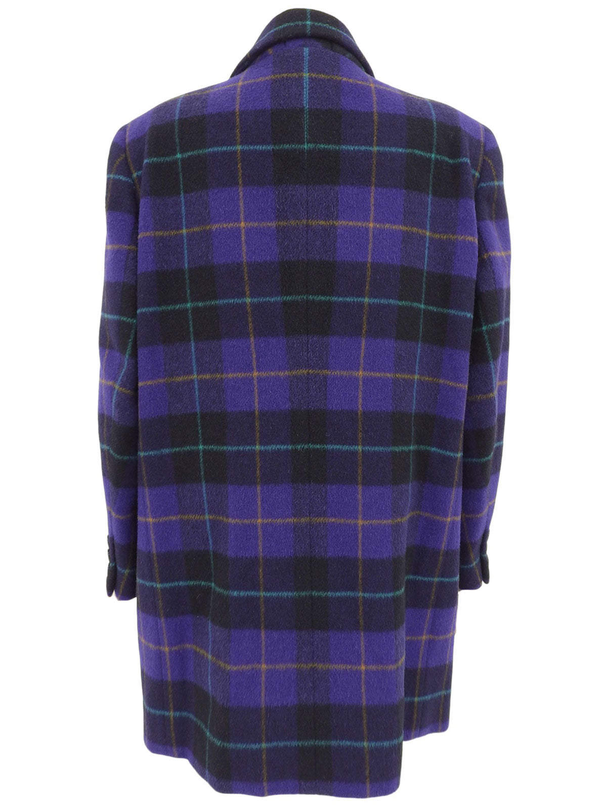 ウールチェックパターンダブルブレストコート パープル/マルチ