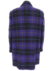 ウールチェックパターンダブルブレストコート パープル/マルチ