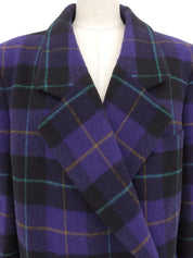ウールチェックパターンダブルブレストコート パープル/マルチ