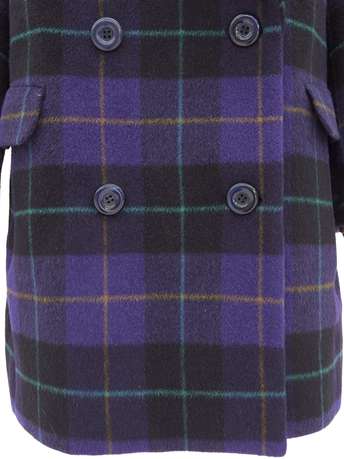 ウールチェックパターンダブルブレストコート パープル/マルチ