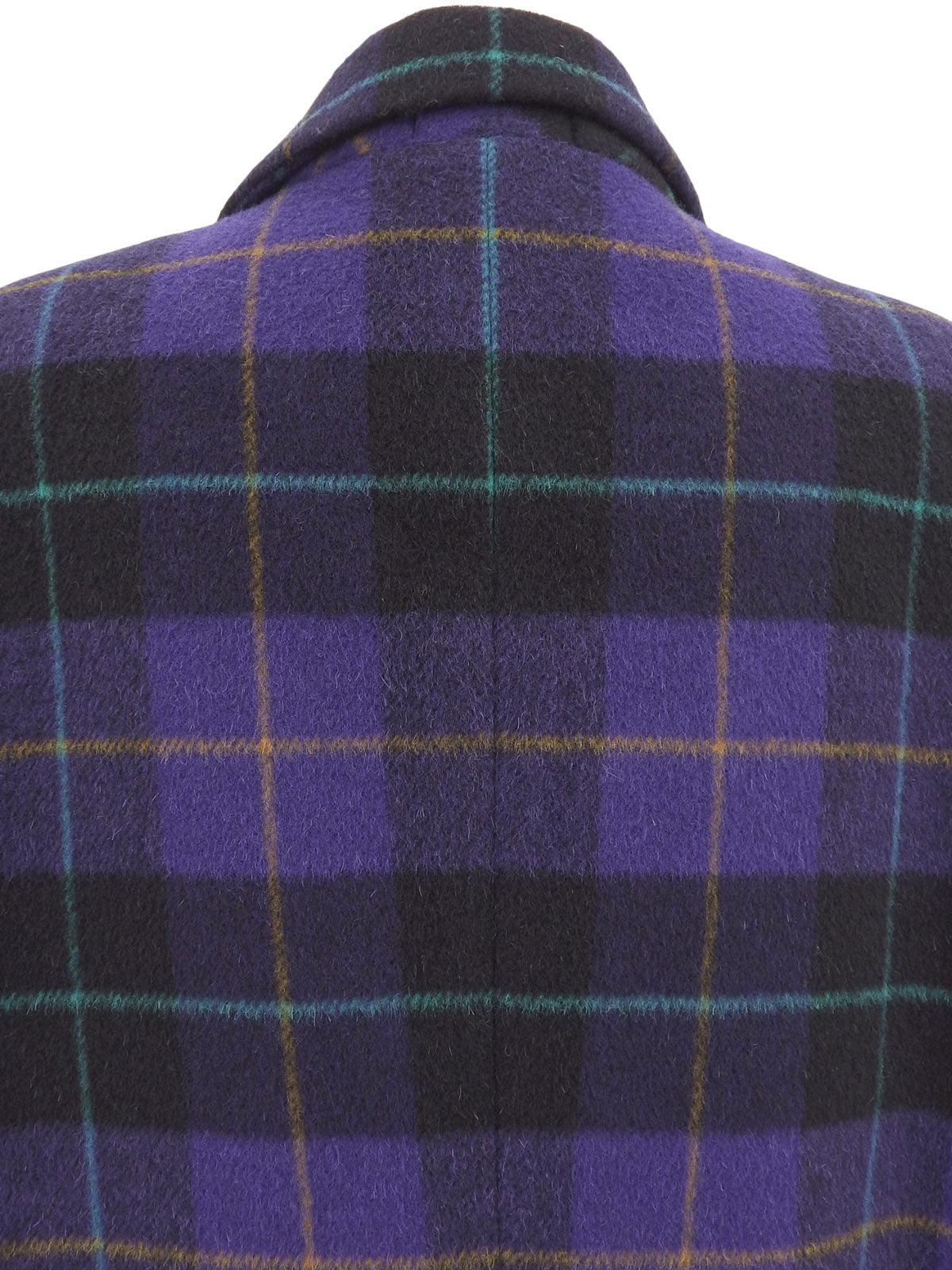 Wool Check Pattern Double-Breasted Coat in Purple/Multi