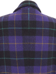 Wool Check Pattern Double-Breasted Coat in Purple/Multi