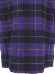 ウールチェックパターンダブルブレストコート パープル/マルチ