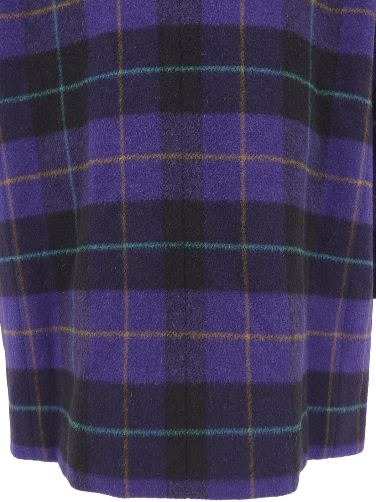 Wool Check Pattern Double-Breasted Coat in Purple/Multi