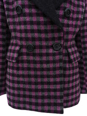 ブロックチェックパターンダブルブレストジャケット ブラック/パープル/グレー