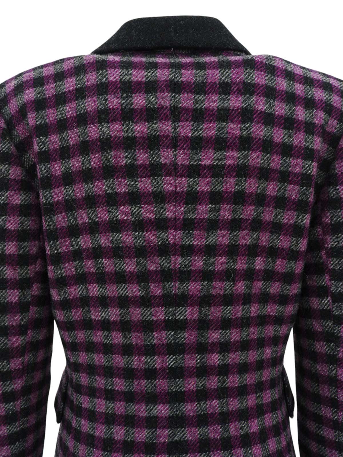 Block check pattern double-breasted jacket in black/purple/gray