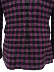 Block check pattern double-breasted jacket in black/purple/gray