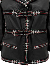 2007 Real Leather Tweed Combination CC Mark Buckle Jacket Black/Multi