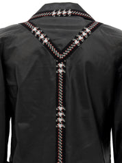 2007年製　リアルレザーツイードコンビCCマークバックルジャケット　ブラック/マルチ