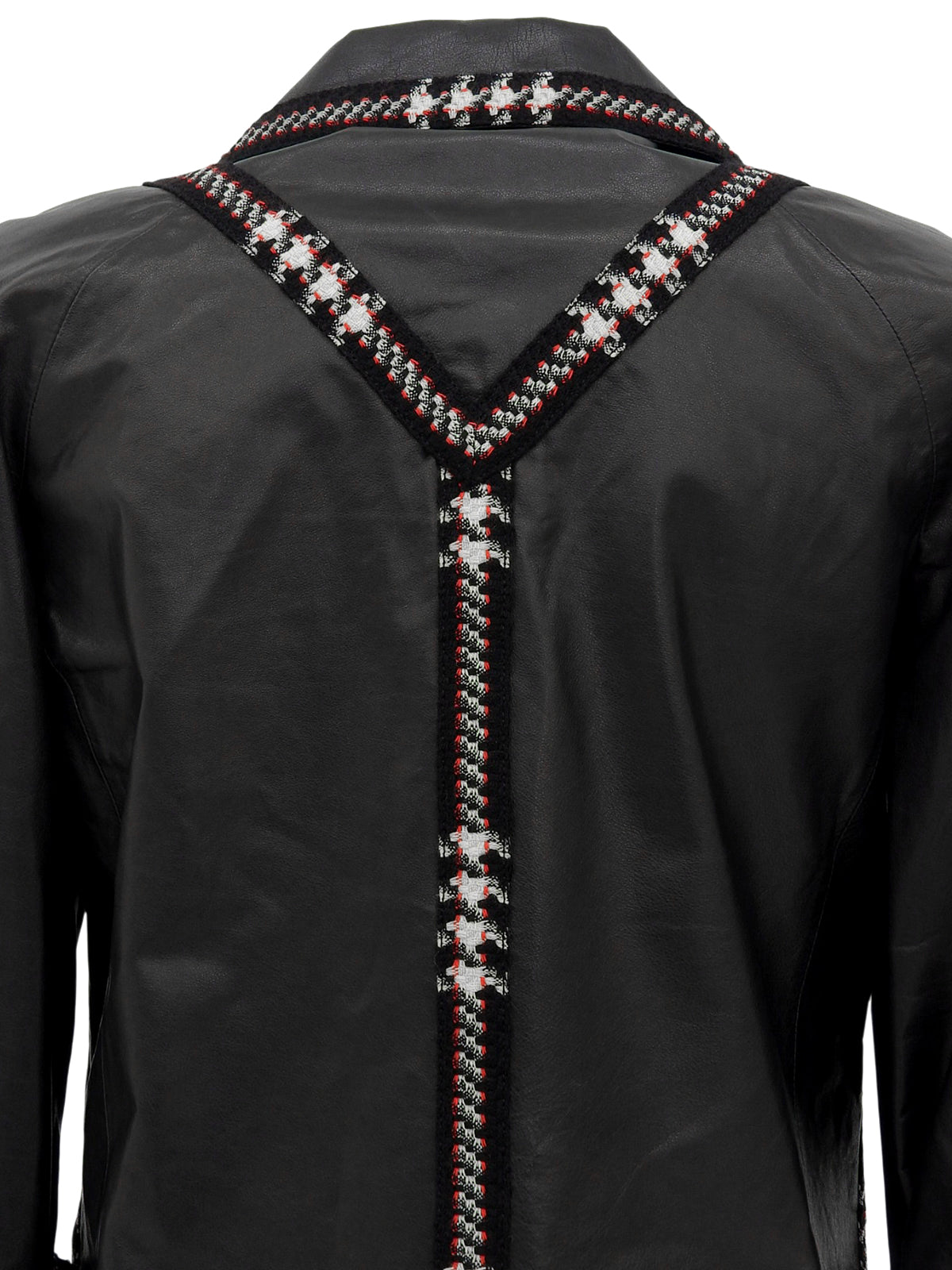 2007年製 レザーツイードコンビCCマークバックルジャケット ブラック/マルチ