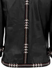 2007 Real Leather Tweed Combination CC Mark Buckle Jacket Black/Multi