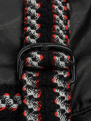 2007年製　リアルレザーツイードコンビCCマークバックルジャケット　ブラック/マルチ