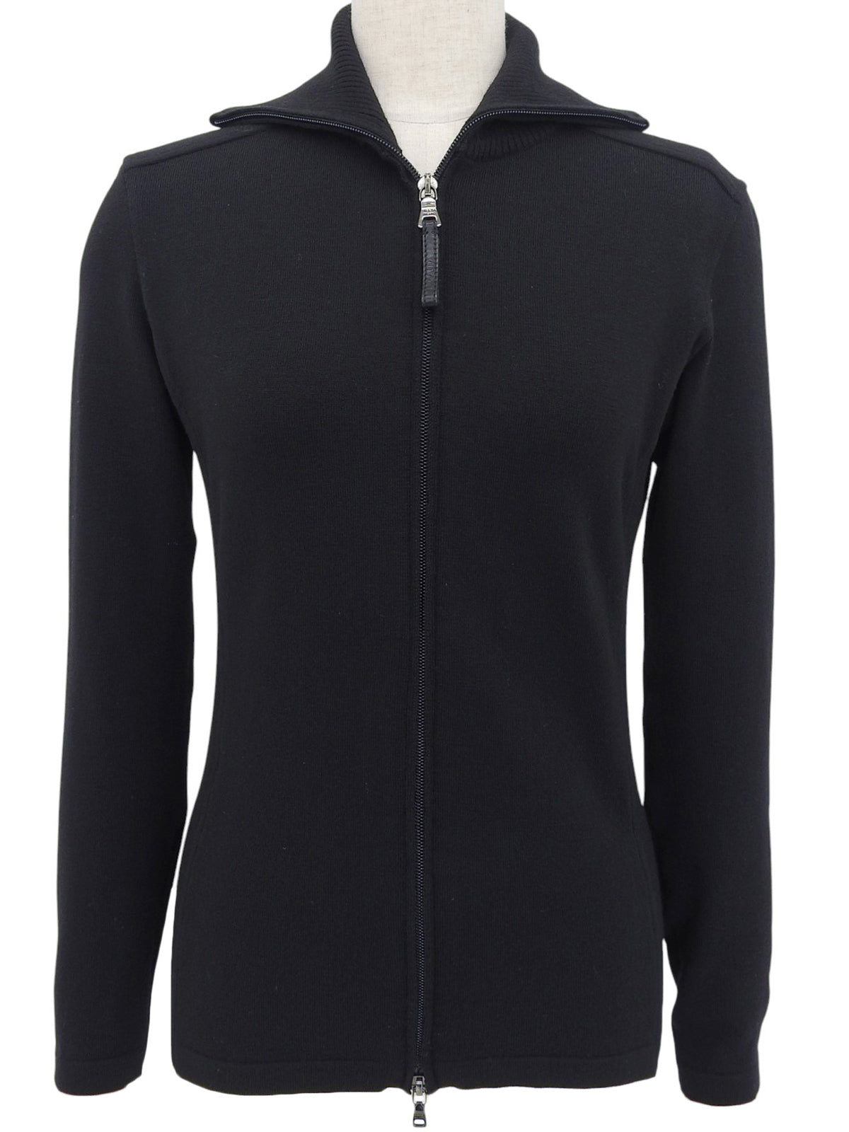 Black zip-up knit