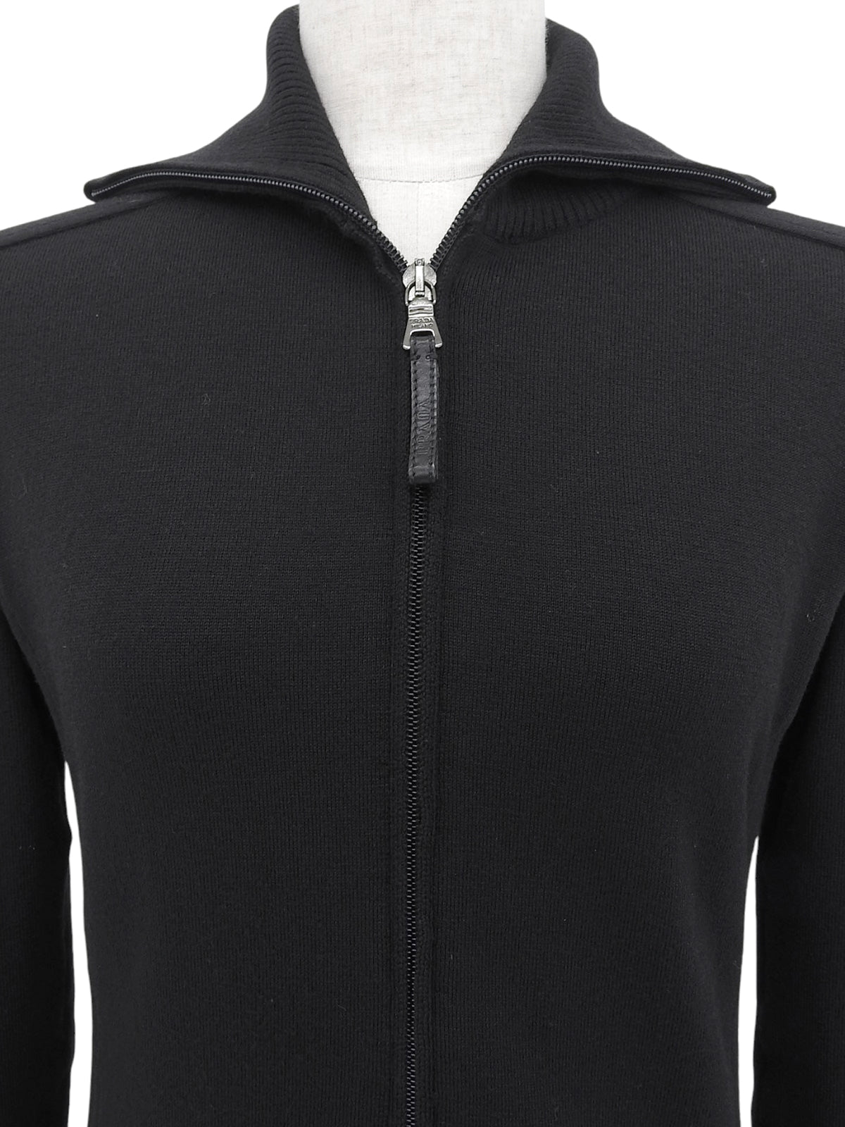 Black zip-up knit