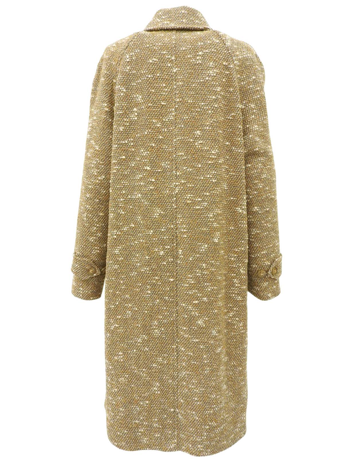 1996年製 ツイードCCマークボタンロングコート ベージュ/グレー