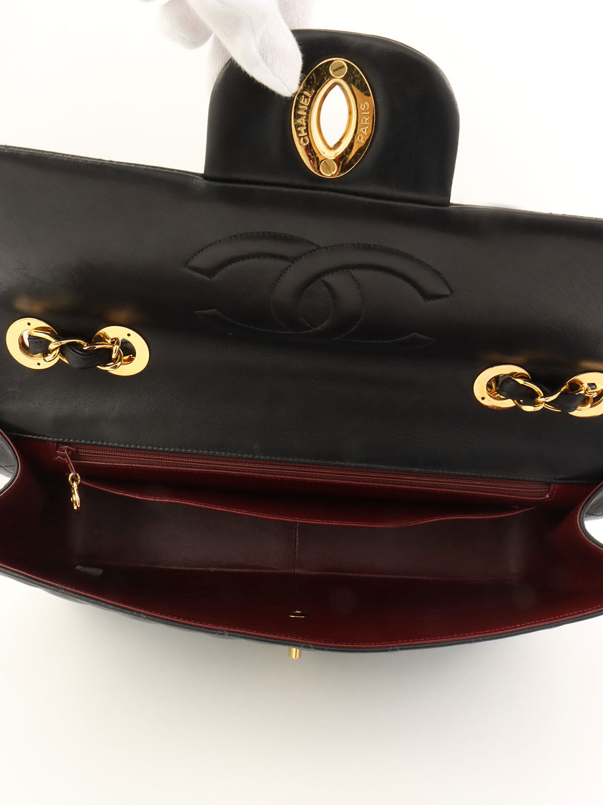 CCターンロックマトラッセチェーンショルダーバッグ ブラック