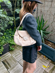 Logo Plate Shoulder Bag Ivory