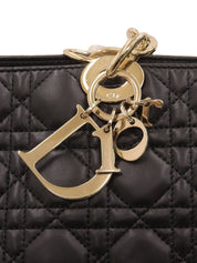 Lady Dior Cannage Stitch Chain Tote Bag in Black