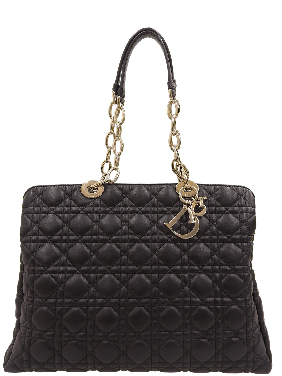Lady Dior Cannage Stitch Chain Tote Bag in Black